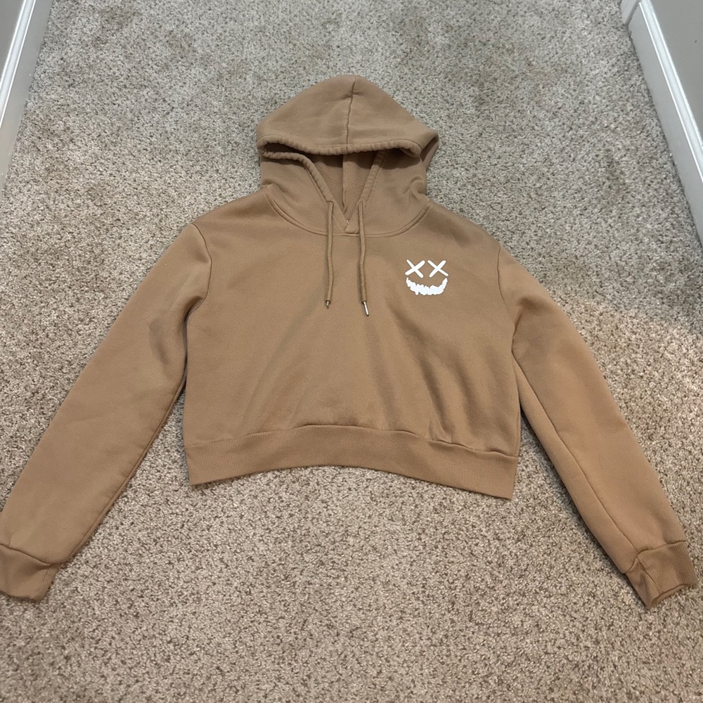 Tan Cropped Hoodie